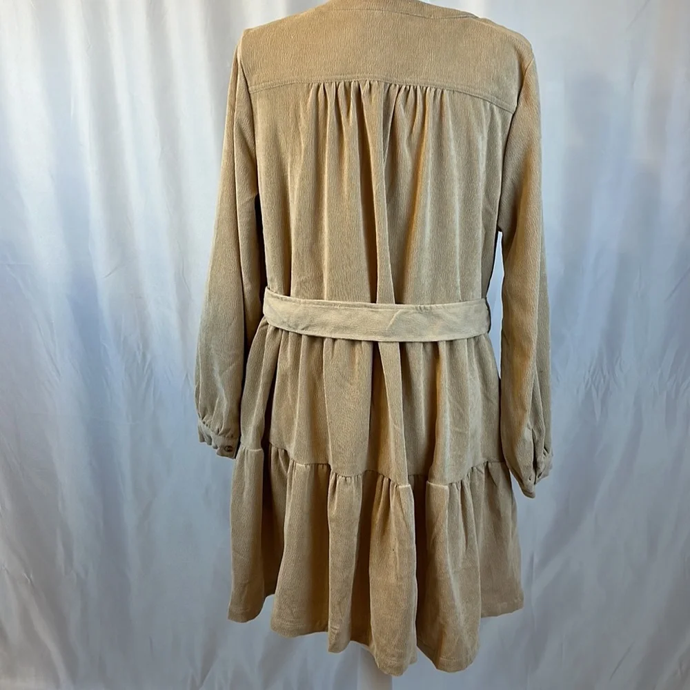NWT - Simply Southern Tiered Corduroy Dress with Tie Belt, Size L. - Picture 3 of 6
